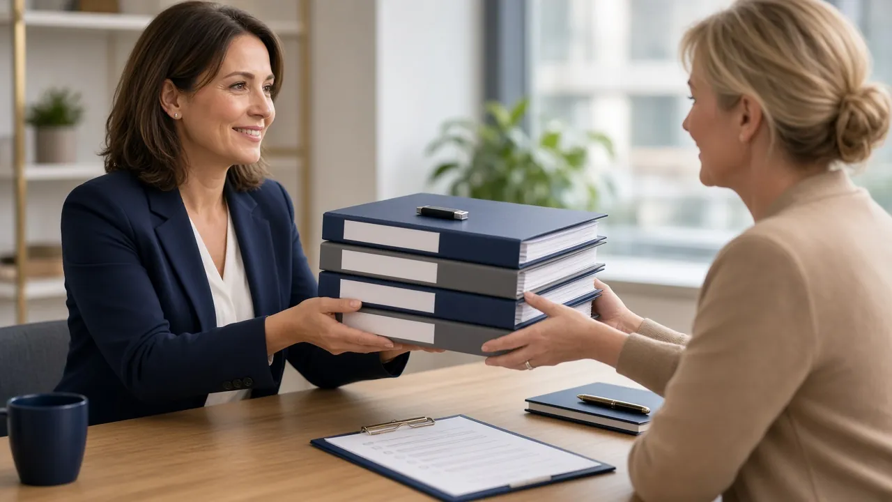 Accounting files being handed over to a new accountant