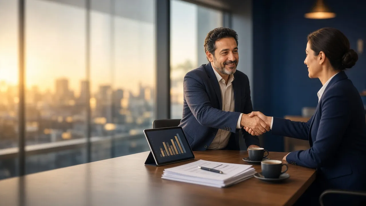 Business owner shaking hands with an accountant